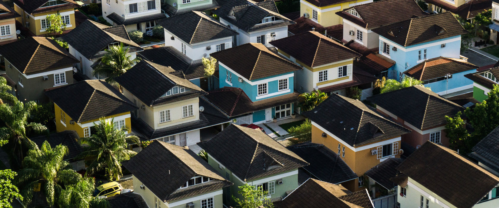 aerial view of houses in a neighborhood